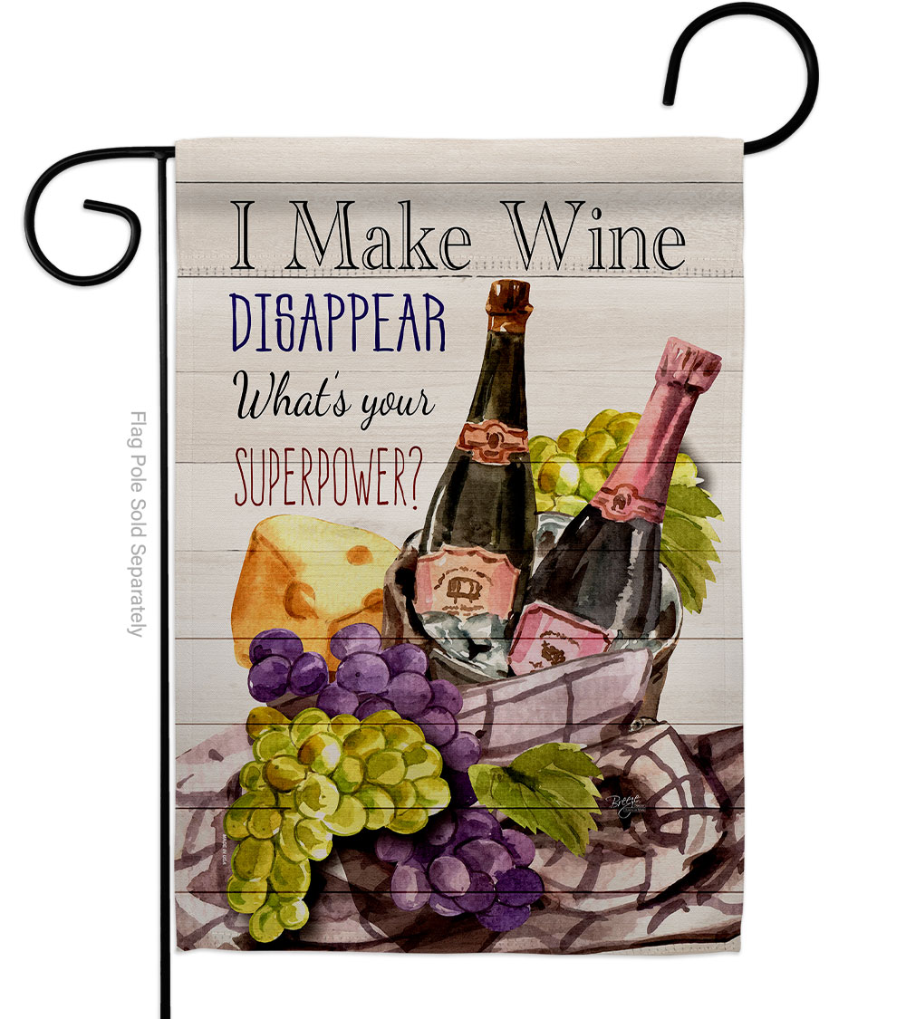 G167063-BO Wine Superpower Beverages 13 x 18.5 in. Double-Sided Decorative Vertical Garden Flags for House Decoration Banner Yard Gift