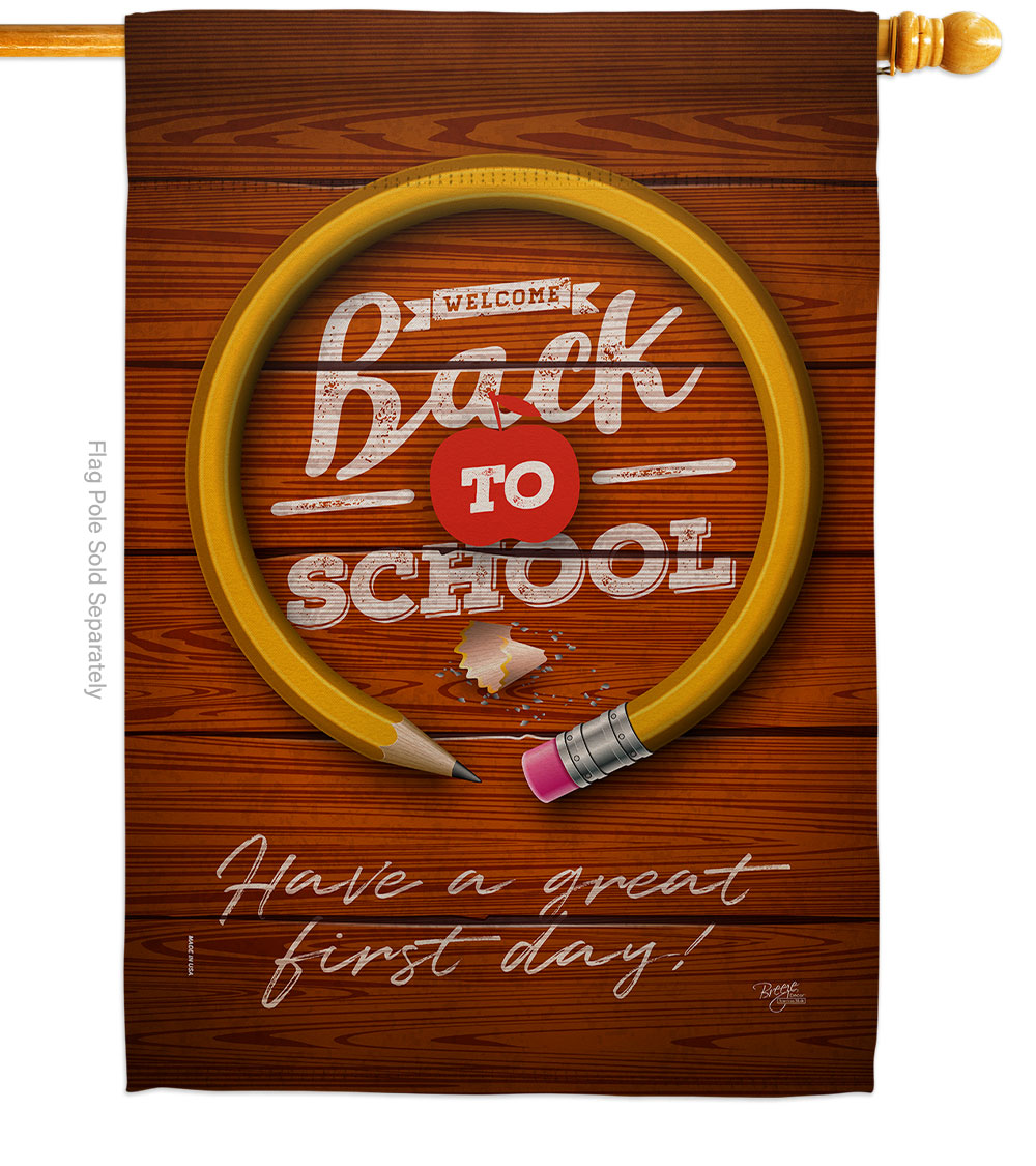 H120055-BO First Day of School Education Back to 28 x 40 in. Double-Sided Decorative Vertical House Flags for Decoration Banner Garden Yard Gift