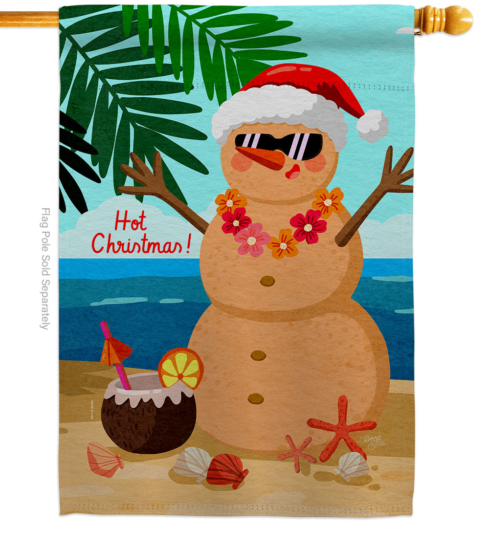 Hot Christmas Summertime In July 28 x 40 in. Double-Sided Decorative Vertical House Flags for Decoration Banner Garden Yard Gift