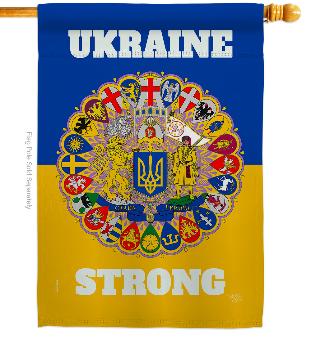 Ukraine Strong Support Cause 28 x 40 in. Double-Sided Decorative Vertical House Flags for Decoration Banner Garden Yard Gift