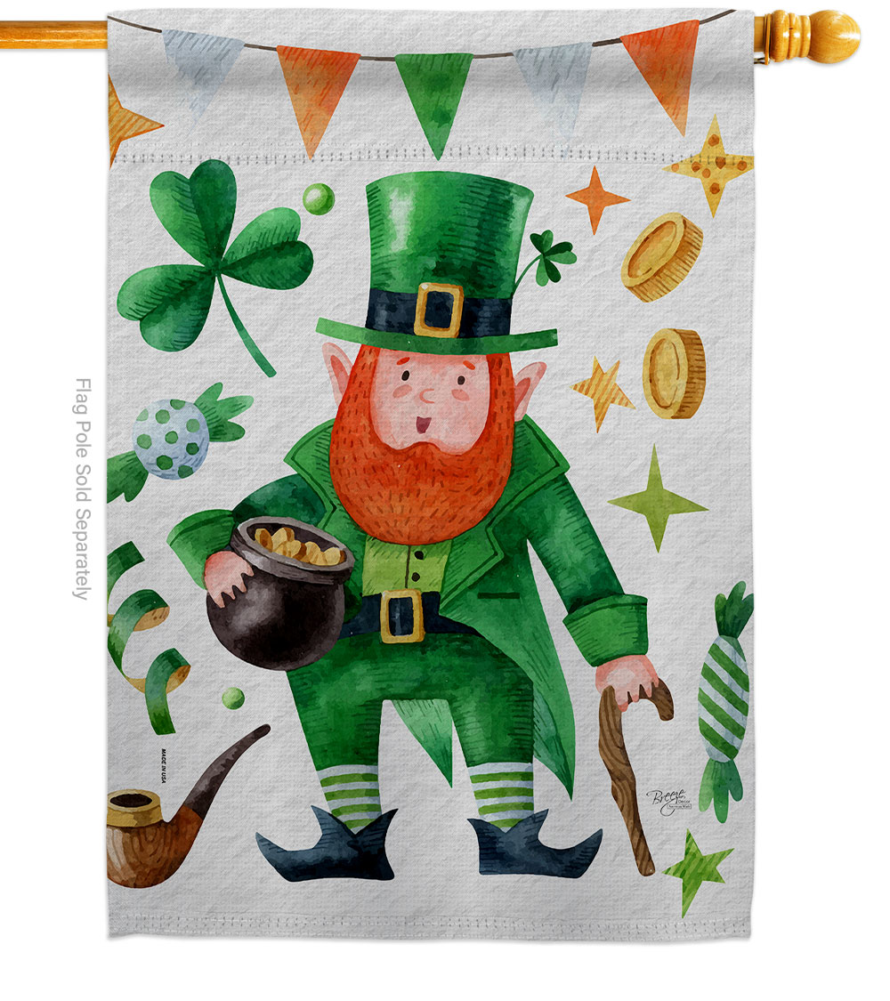 Leprechaun Gold Springtime St Patrick 28 x 40 in. Double-Sided Decorative Vertical House Flags for Decoration Banner Garden Yard Gift