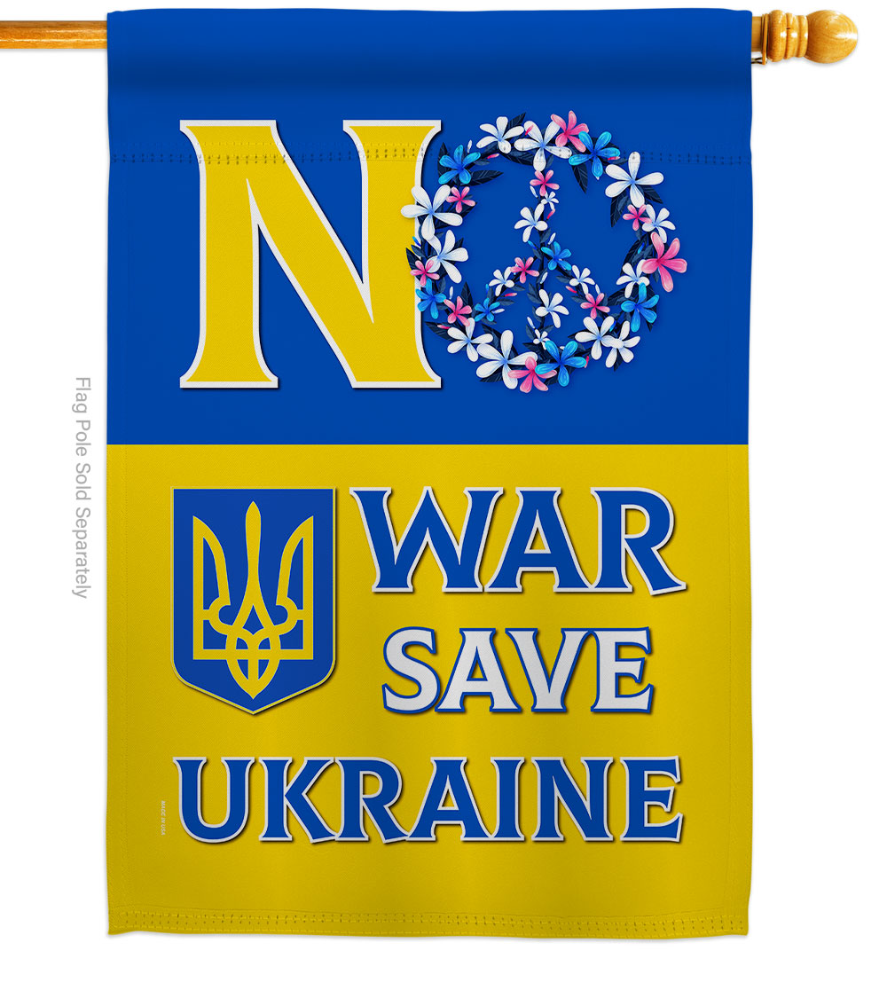 No War, Save Ukraine Support Cause 28 x 40 in. Double-Sided Decorative Vertical House Flags for Decoration Banner Garden Yard Gift