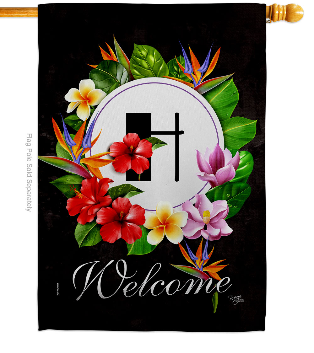 Tropical H Summertime 28 x 40 in. Double-Sided Decorative Vertical House Flags for Decoration Banner Garden Yard Gift