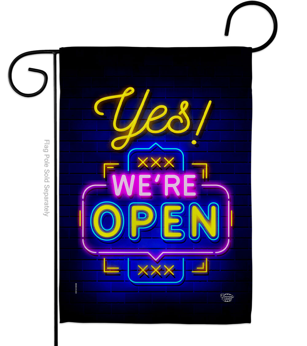 Yes Were Open Novelty Merchant 13 x 18.5 in. Double-Sided Decorative Vertical Garden Flags for House Decoration Banner Yard Gift