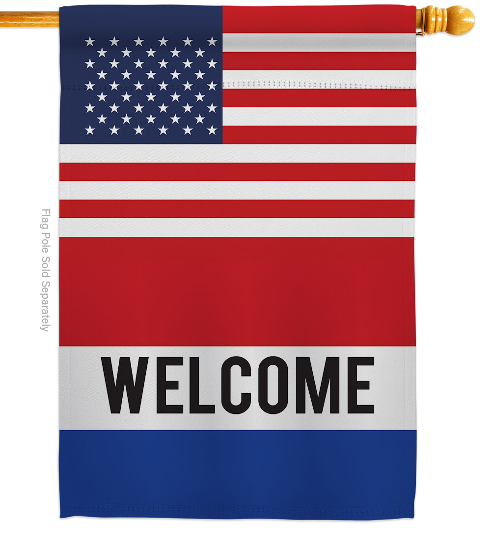 US Welcome Novelty Merchant 28 x 40 in. Double-Sided Decorative Vertical House Flags for Decoration Banner Garden Yard Gift