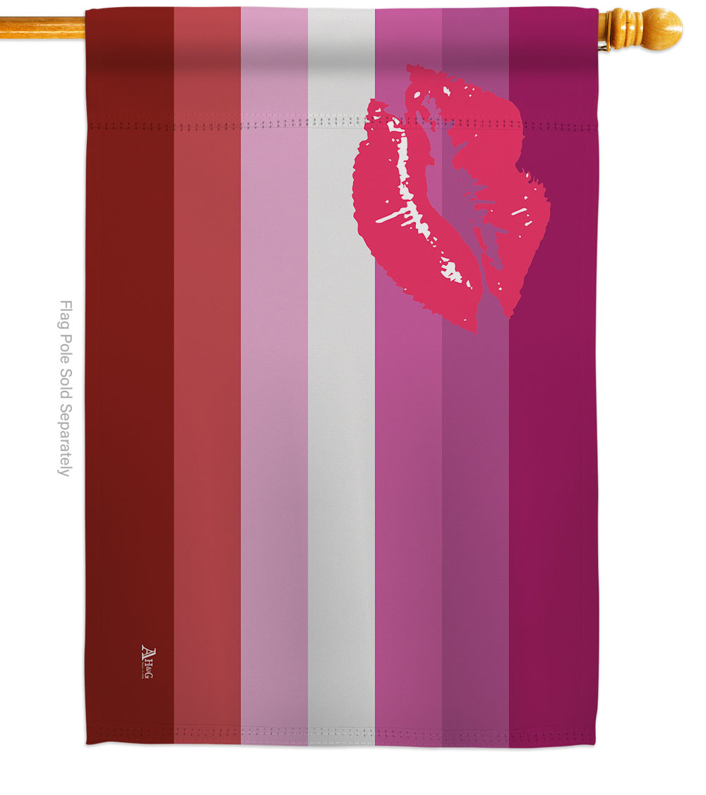 Lipstick lesbian Support Pride 28 x 40 in. Double-Sided Decorative Horizontal House Flags for Decoration Banner Garden Yard Gift