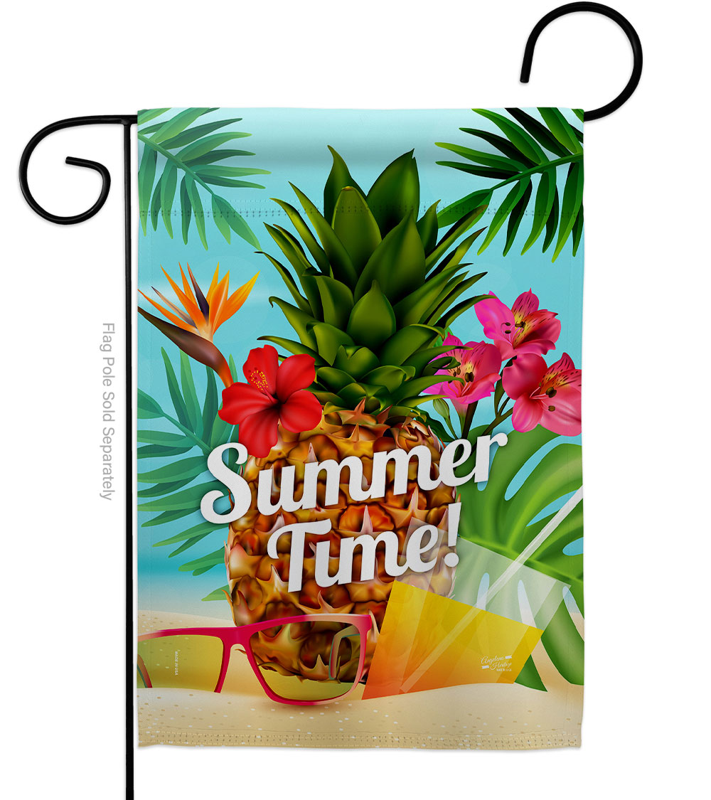 G135057-BO Summer Beach Time Summertime Fun & Sun 13 x 18.5 in. Double-Sided Decorative Vertical Garden Flags for House Decoration Banner Yard Gift