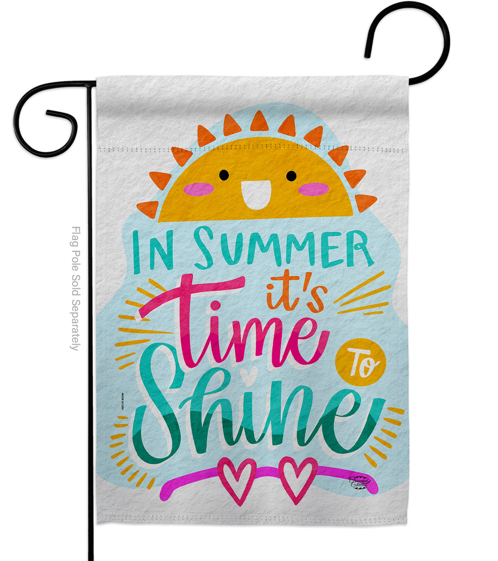 Time to Shine Summertime Fun & Sun 13 x 18.5 in. Double-Sided Decorative Vertical Garden Flags for House Decoration Banner Yard Gift