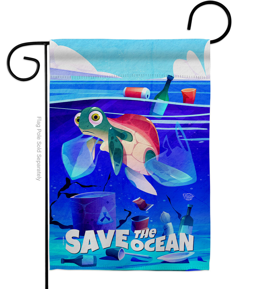 Save The Ocean Support Environment 13 x 18.5 in. Double-Sided Decorative Vertical Garden Flags for House Decoration Banner Yard Gift