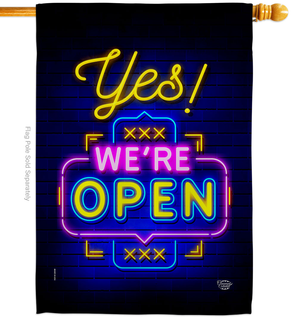 Yes Were Open Novelty Merchant 28 x 40 in. Double-Sided Decorative Vertical House Flags for Decoration Banner Garden Yard Gift