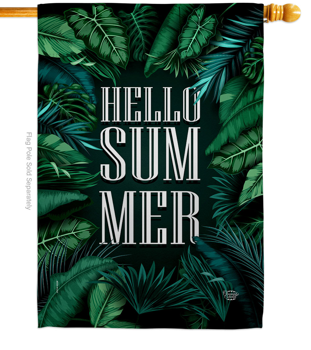 Hello Summer Summertime Fun & Sun 28 x 40 in. Double-Sided Decorative Vertical House Flags for Decoration Banner Garden Yard Gift