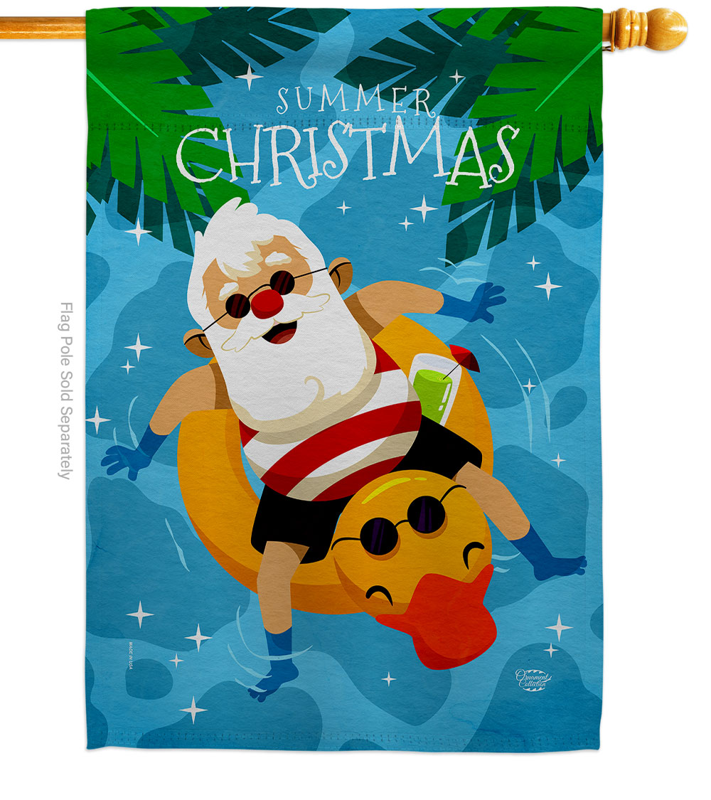 Christmas In Summer Summertime July 28 x 40 in. Double-Sided Decorative Vertical House Flags for Decoration Banner Garden Yard Gift
