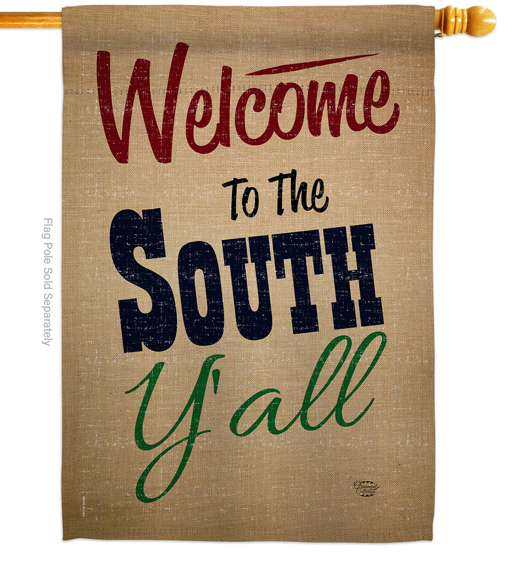 H191080-BO Welcome to The South Yall Country Living 28 x 40 in. Double-Sided Decorative Vertical House Flags for Decoration Banner Garden Yard Gift