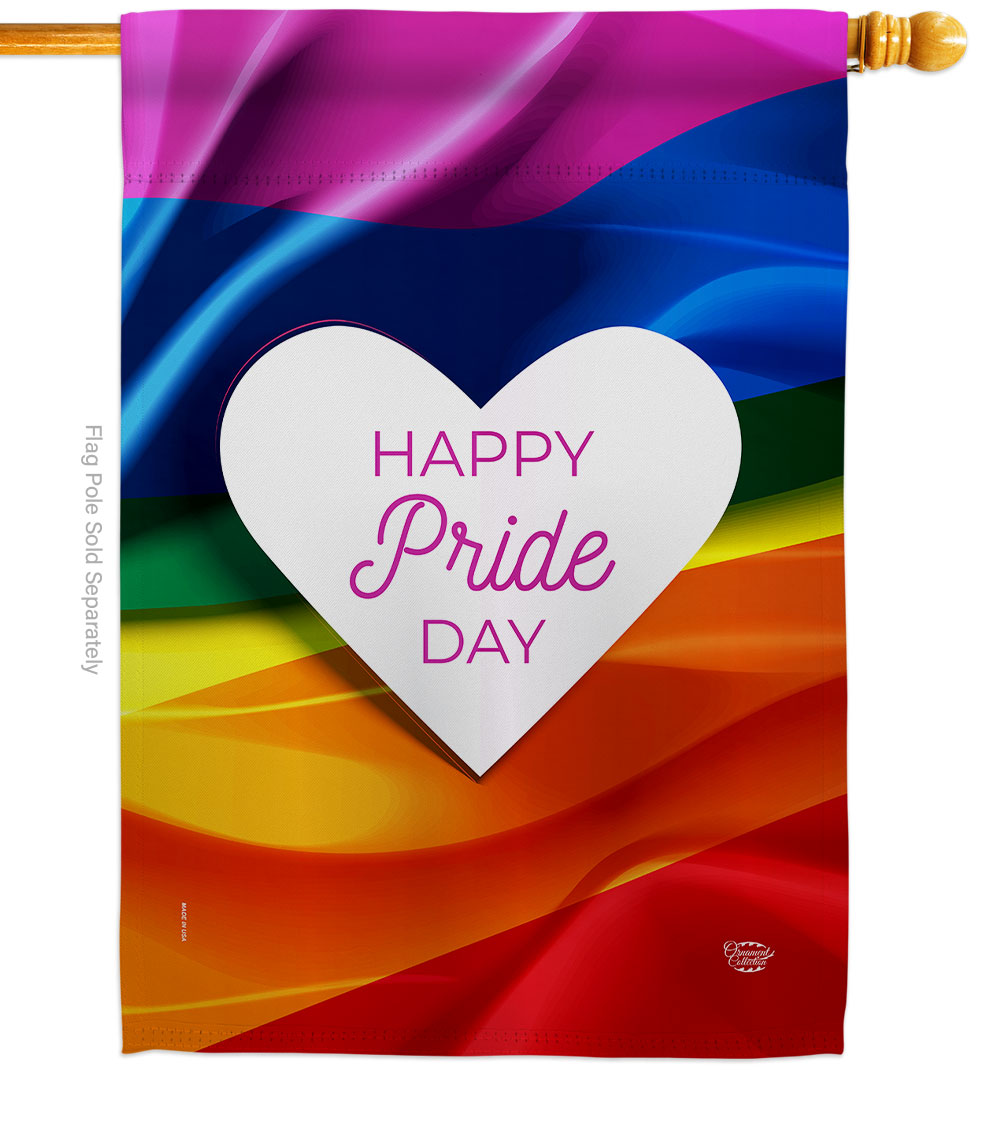 My Heart with Pride Support 28 x 40 in. Double-Sided Decorative Vertical House Flags for Decoration Banner Garden Yard Gift