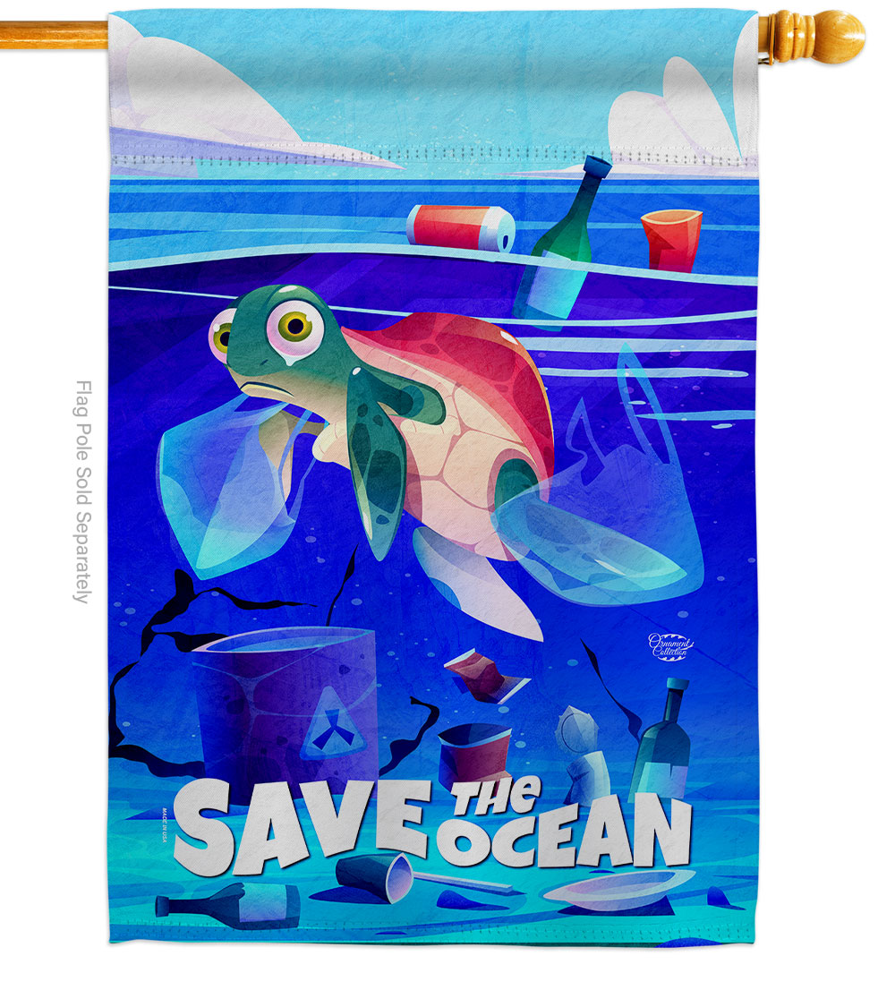 Save The Ocean Support Environment 28 x 40 in. Double-Sided Decorative Vertical House Flags for Decoration Banner Garden Yard Gift
