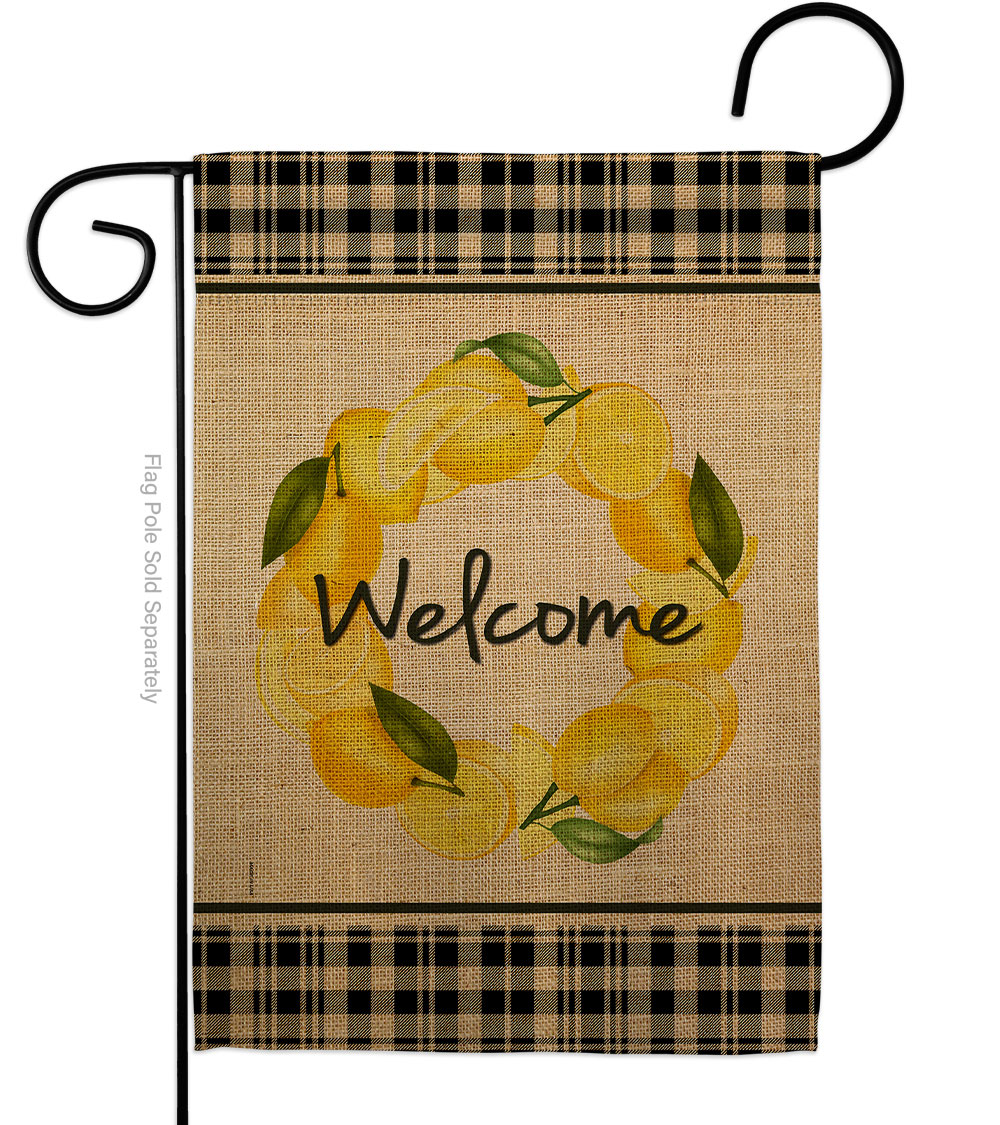 G170025-BO Lemon Wreath Food Fruit 13 x 18.5 in. Double-Sided Decorative Vertical Garden Flags for House Decoration Banner Yard Gift
