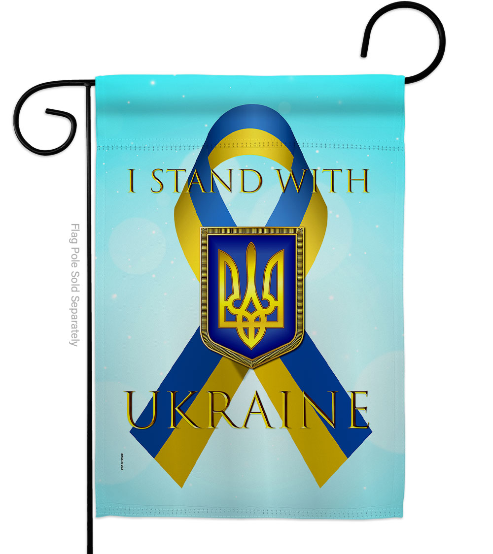 Stand with Ukraine Support Cause 13 x 18.5 in. Double-Sided Decorative Vertical Garden Flags for House Decoration Banner Yard Gift