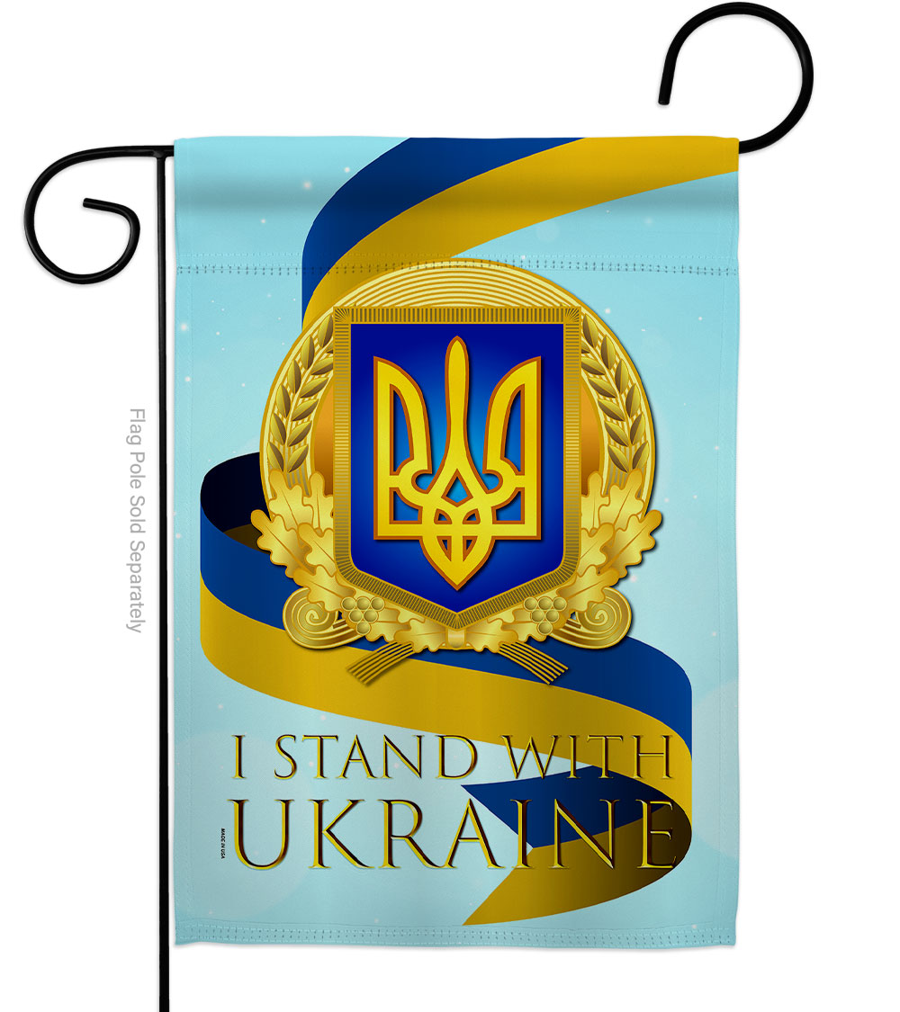 We Stand with Ukraine Support Cause 13 x 18.5 in. Double-Sided Decorative Vertical Garden Flags for House Decoration Banner Yard Gift
