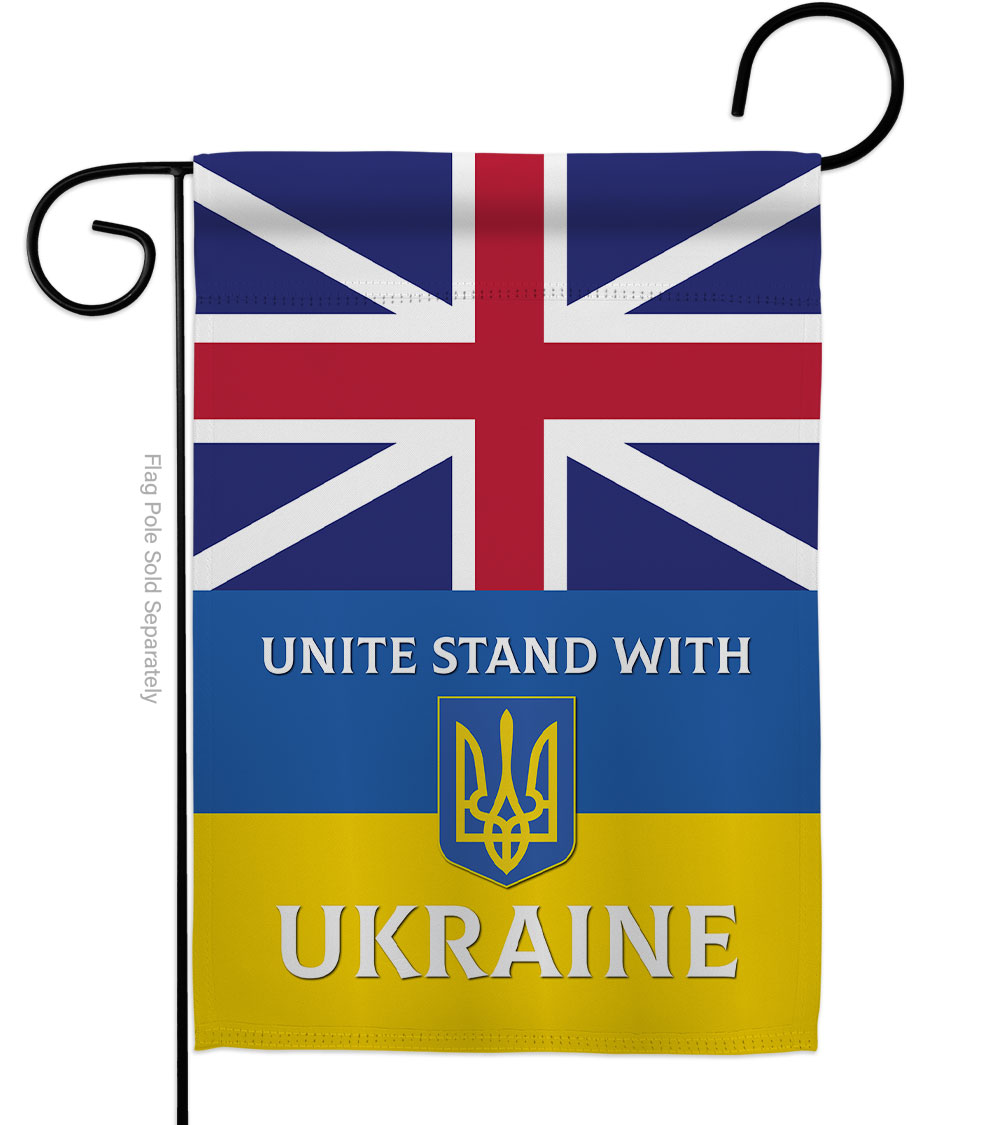 UK Stand with Ukraine Support Cause 13 x 18.5 in. Double-Sided Decorative Vertical Garden Flags for House Decoration Banner Yard Gift