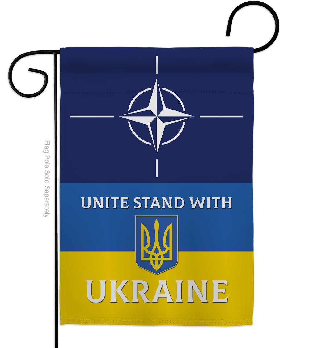 Nato Stand with Ukraine Support Cause 13 x 18.5 in. Double-Sided Decorative Vertical Garden Flags for House Decoration Banner Yard Gift
