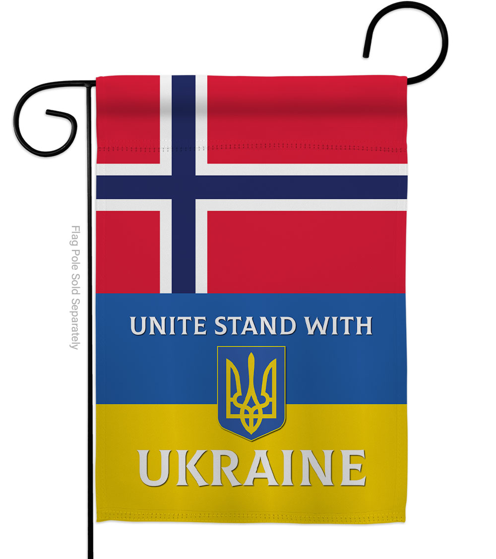 Norway Stand with Ukraine Support Cause 13 x 18.5 in. Double-Sided Decorative Vertical Garden Flags for House Decoration Banner Yard Gift