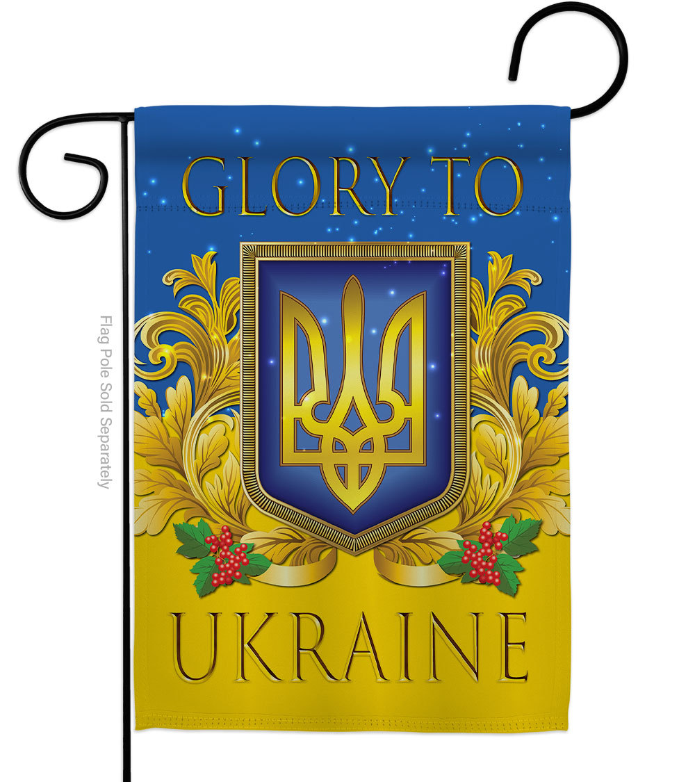 Glory to Ukraine Support Cause 13 x 18.5 in. Double-Sided Decorative Vertical Garden Flags for House Decoration Banner Yard Gift