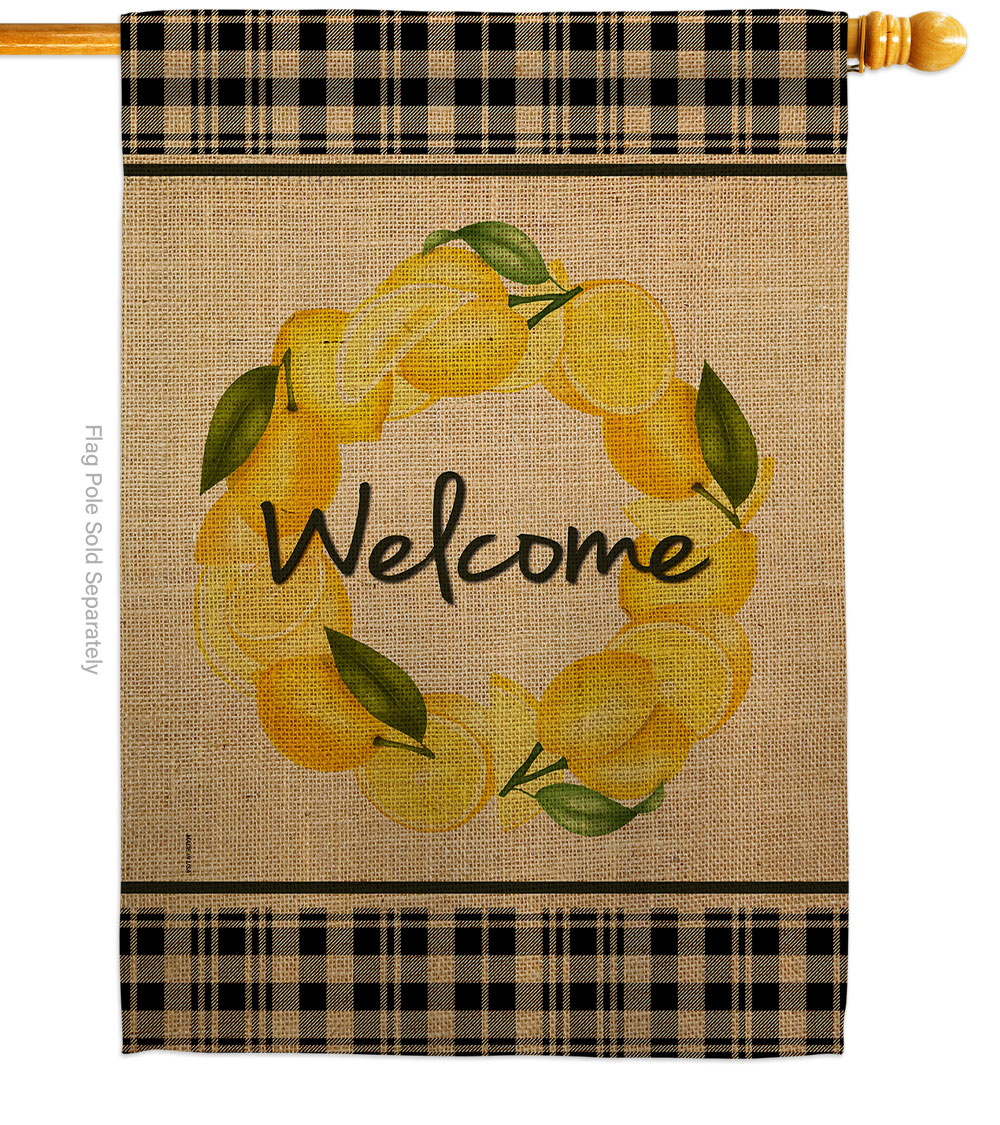 Lemon Wreath Food Fruit 28 x 40 in. Double-Sided Decorative Vertical House Flags for Decoration Banner Garden Yard Gift