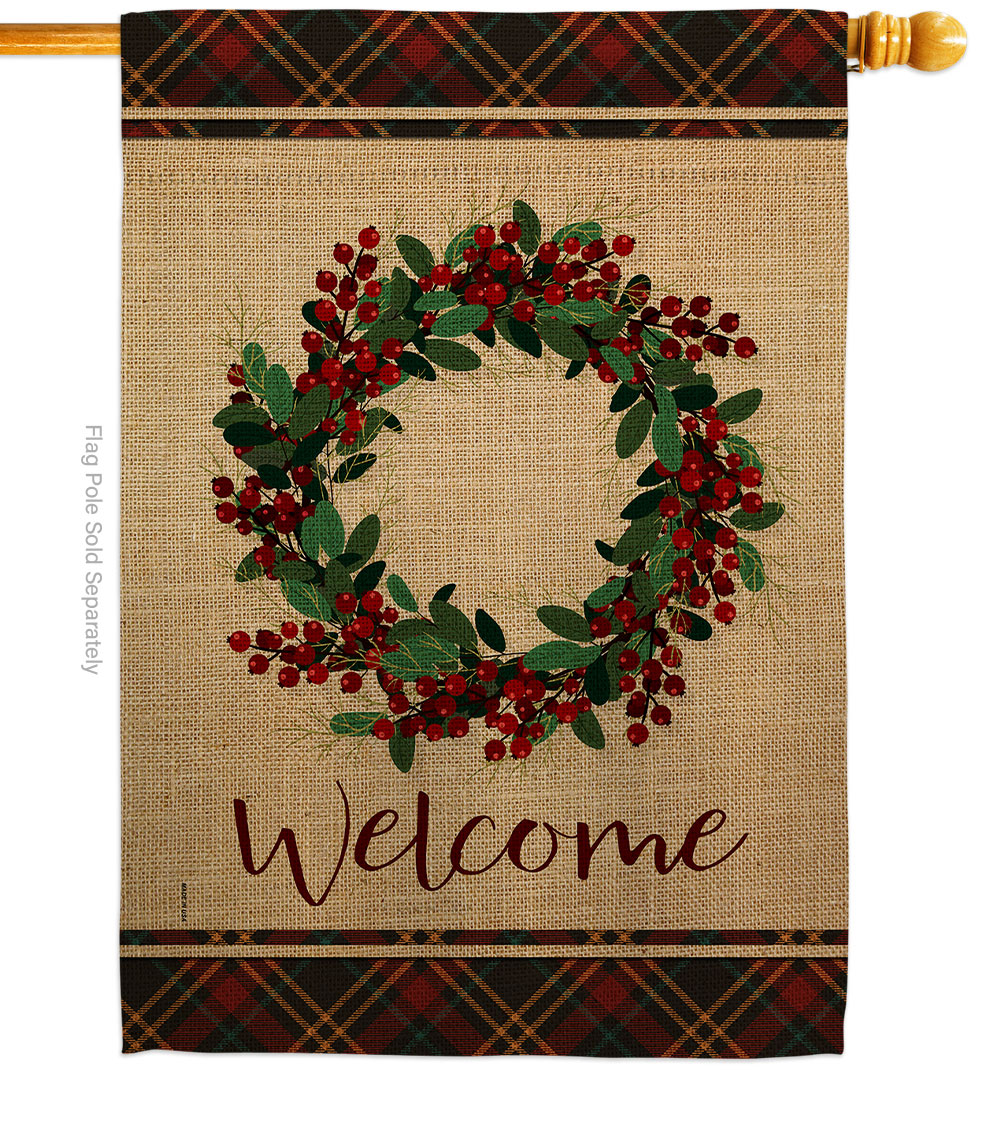 Berries Wreath Food Fruit 28 x 40 in. Double-Sided Decorative Vertical House Flags for Decoration Banner Garden Yard Gift