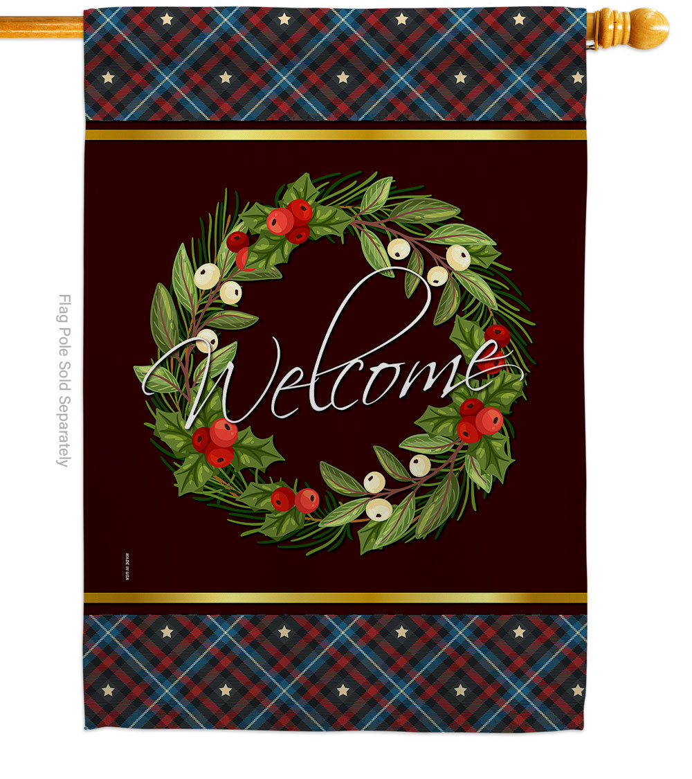 Christmas Berry Wreath Food Fruit 28 x 40 in. Double-Sided Decorative Vertical House Flags for Decoration Banner Garden Yard Gift