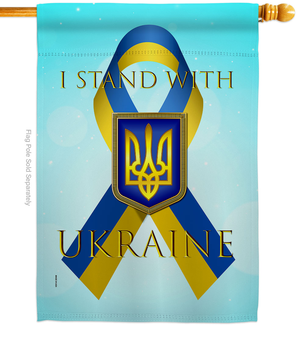 Stand with Ukraine Support Cause 28 x 40 in. Double-Sided Decorative Vertical House Flags for Decoration Banner Garden Yard Gift
