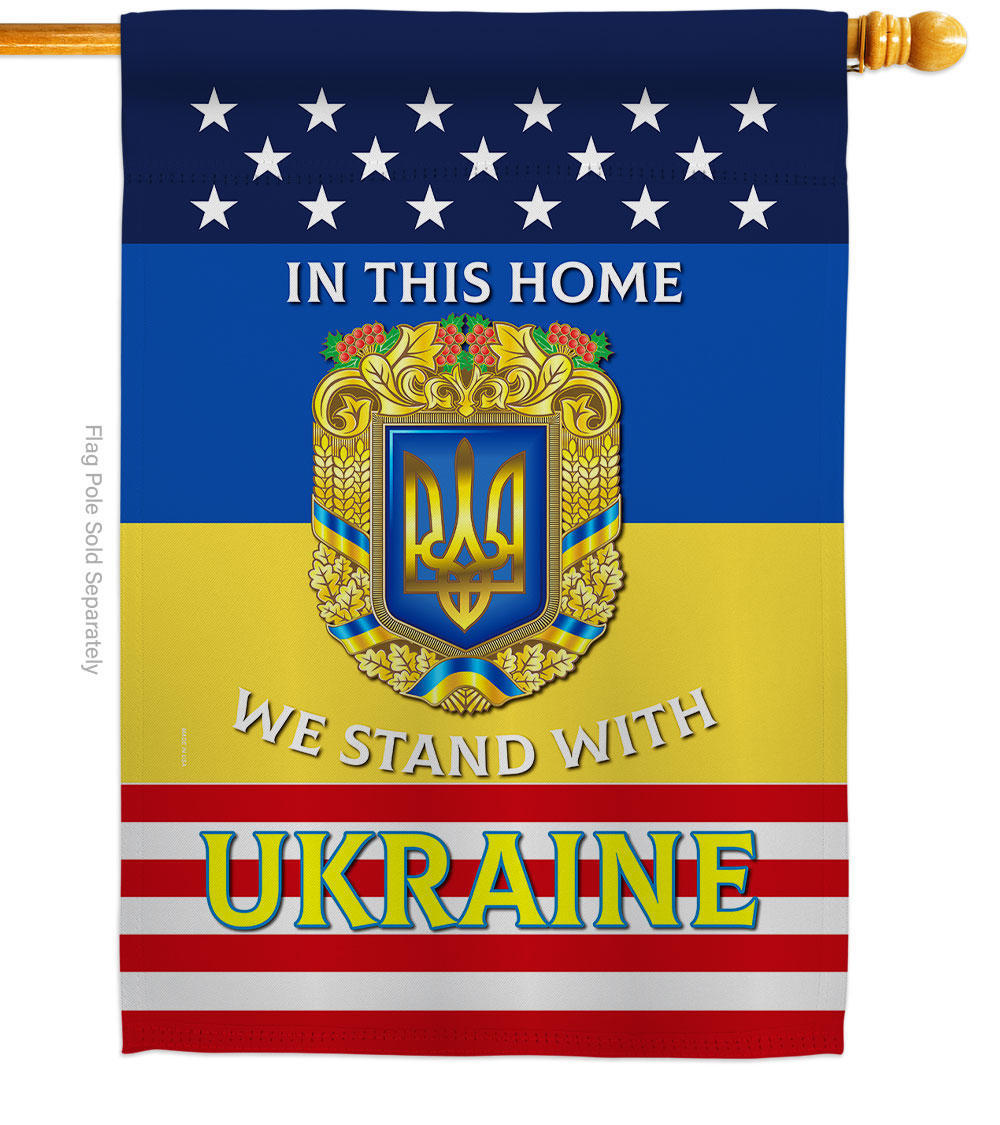 This Home Ukraine Support Cause 28 x 40 in. Double-Sided Decorative Vertical House Flags for Decoration Banner Garden Yard Gift