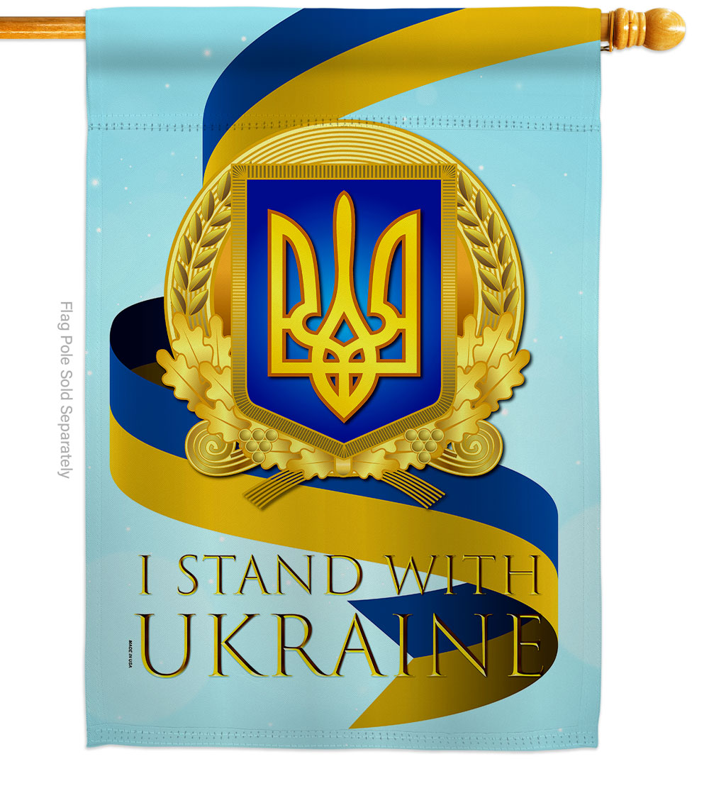 We Stand with Ukraine Support Cause 28 x 40 in. Double-Sided Decorative Vertical House Flags for Decoration Banner Garden Yard Gift