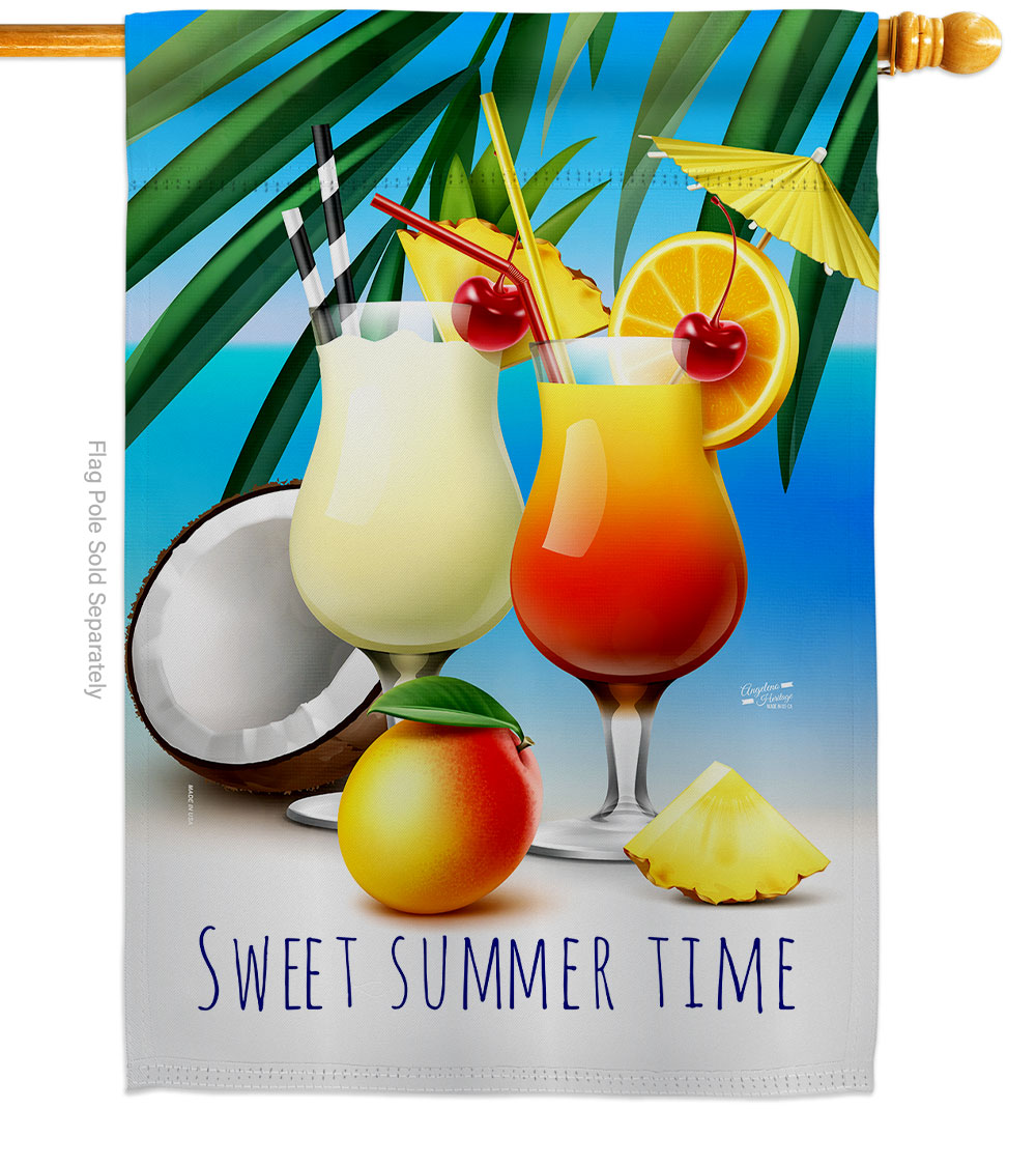 Sweet Cocktail Beverages 28 x 40 in. Double-Sided Decorative Vertical House Flags for Decoration Banner Garden Yard Gift