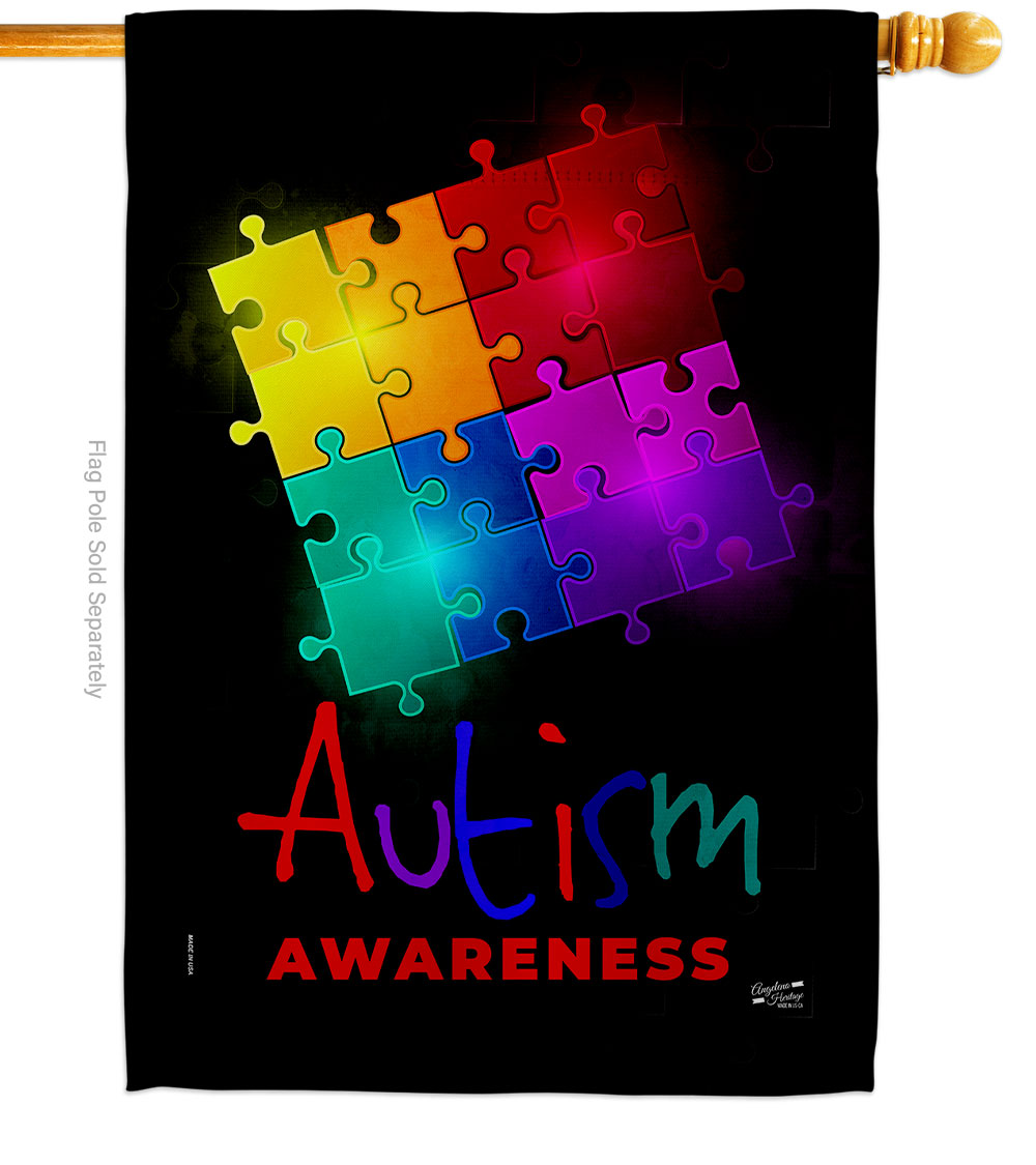 Autism Puzzle Support Awareness 28 x 40 in. Double-Sided Decorative Vertical House Flags for Decoration Banner Garden Yard Gift