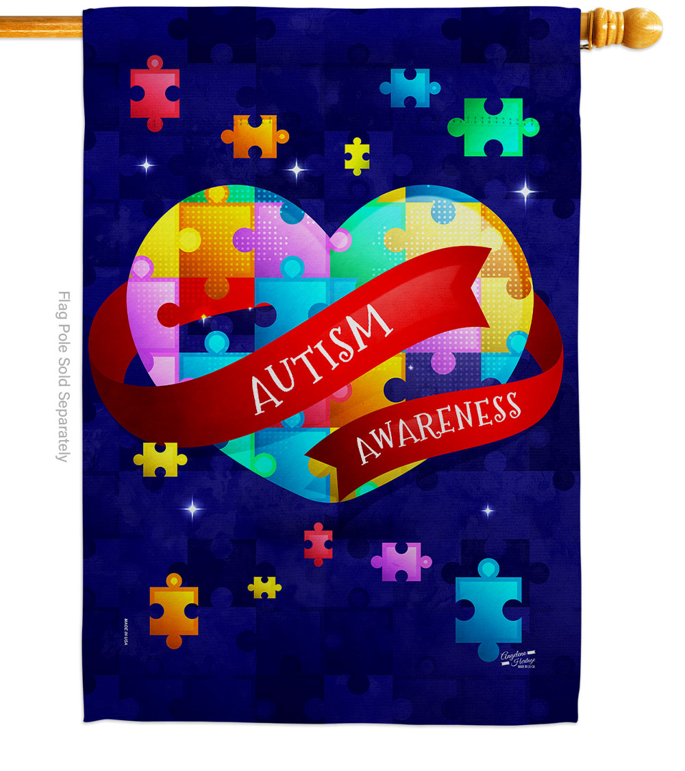 World Autism Support Awareness 28 x 40 in. Double-Sided Decorative Vertical House Flags for Decoration Banner Garden Yard Gift