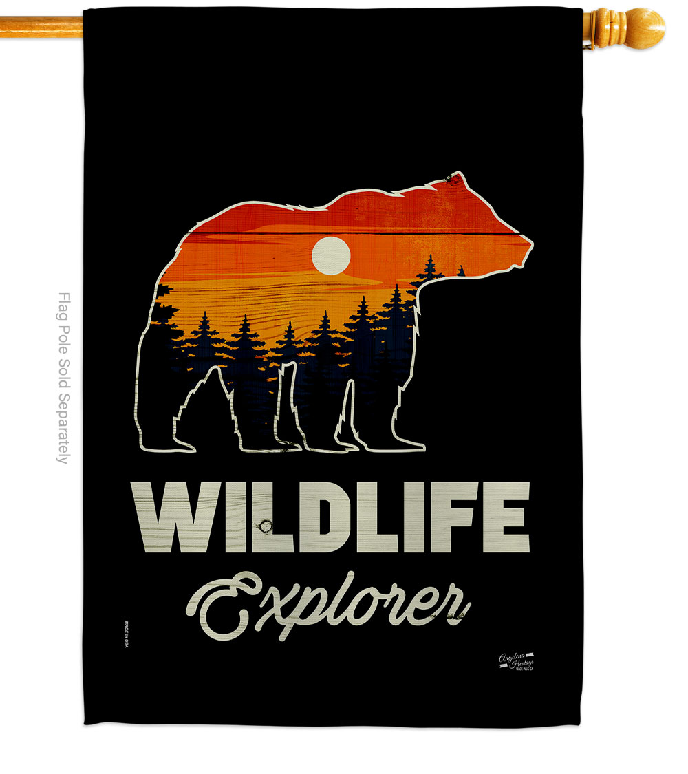 Wildlife Explorer Outdoor Adventure 28 x 40 in. Double-Sided Decorative Vertical House Flags for Decoration Banner Garden Yard Gift