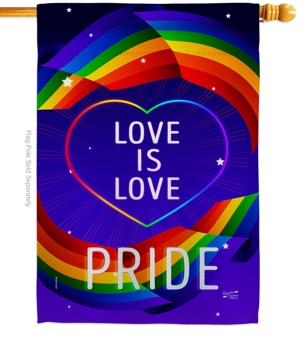 Love Is Pride Support 28 x 40 in. Double-Sided Decorative Vertical House Flags for Decoration Banner Garden Yard Gift
