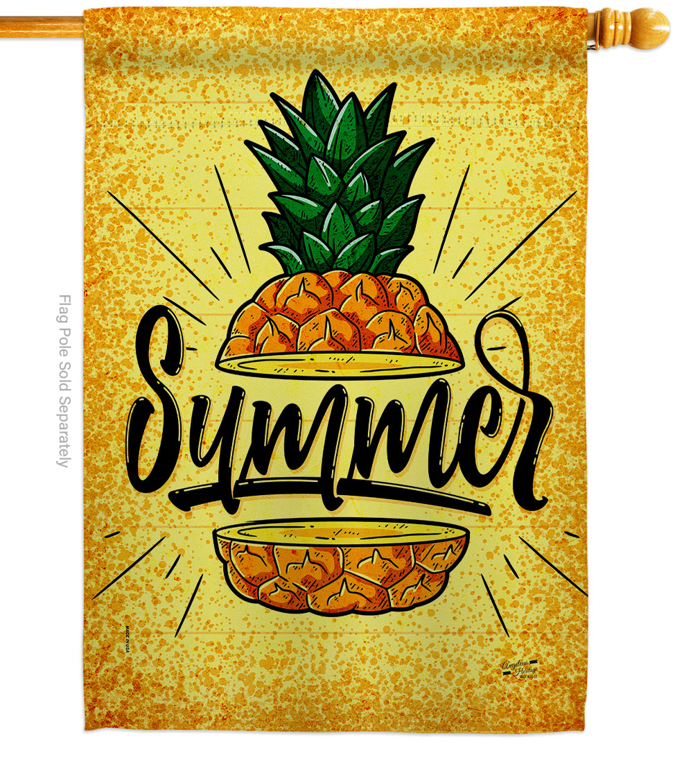 Pinapple Summer Fun Summertime & Sun 28 x 40 in. Double-Sided Decorative Vertical House Flags for Decoration Banner Garden Yard Gift