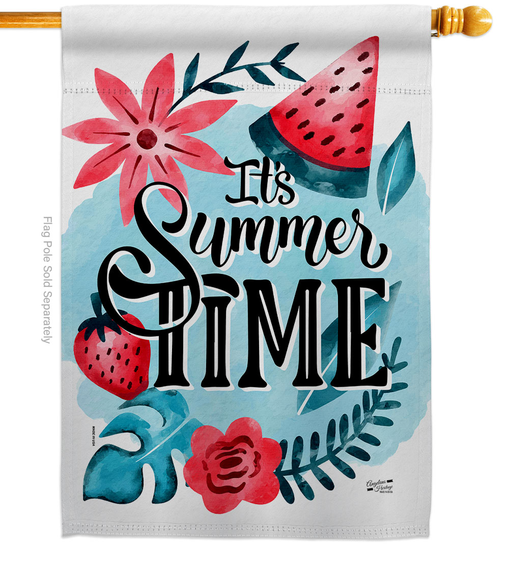 Its Summer Summertime Fun & Sun 28 x 40 in. Double-Sided Decorative Vertical House Flags for Decoration Banner Garden Yard Gift