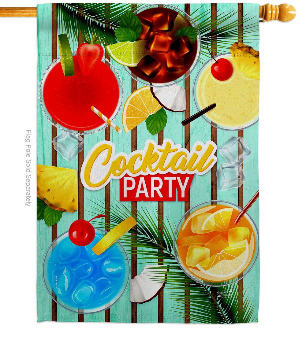 Cocktail Party Beverages 28 x 40 in. Double-Sided Decorative Vertical House Flags for Decoration Banner Garden Yard Gift