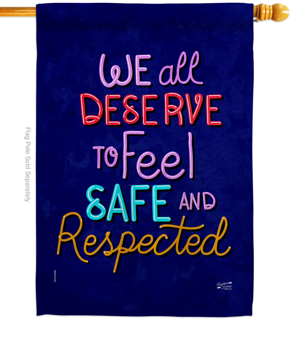 Deserve Respected Support Feminism 28 x 40 in. Double-Sided Decorative Vertical House Flags for Decoration Banner Garden Yard Gift
