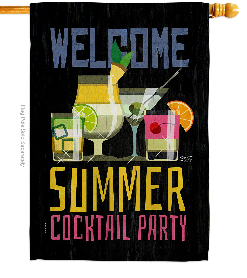 Summer Cocktail Beverages 28 x 40 in. Double-Sided Decorative Vertical House Flags for Decoration Banner Garden Yard Gift