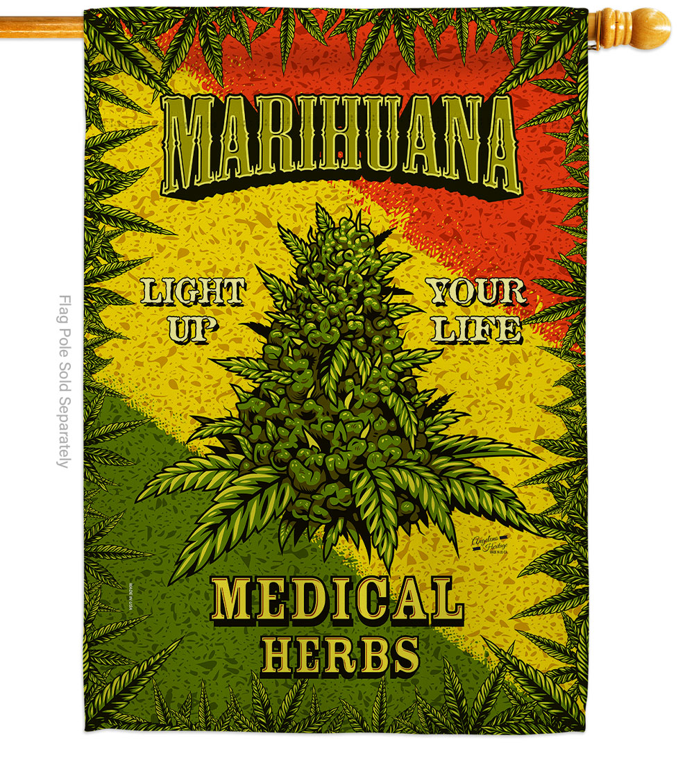 Marihuana Novelty Trendy 28 x 40 in. Double-Sided Decorative Vertical House Flags for Decoration Banner Garden Yard Gift