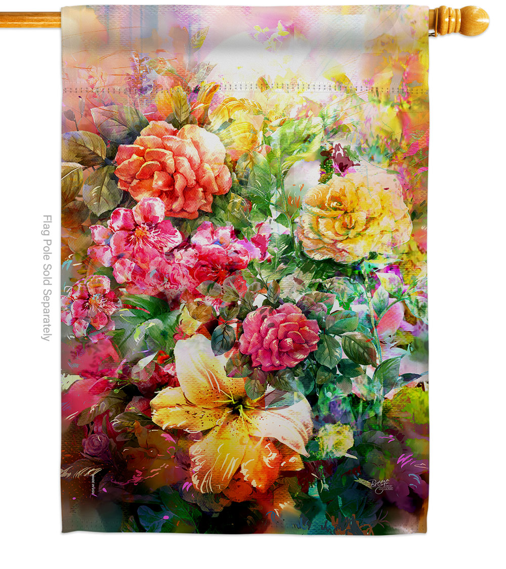 Garden Arrangement Summertime Tropical 28 x 40 in. Double-Sided Decorative Vertical House Flags for Decoration Banner Yard Gift