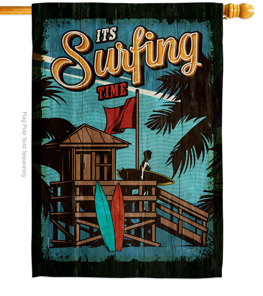 Surfing Time Sports Surf 28 x 40 in. Double-Sided Decorative Vertical House Flags for Decoration Banner Garden Yard Gift