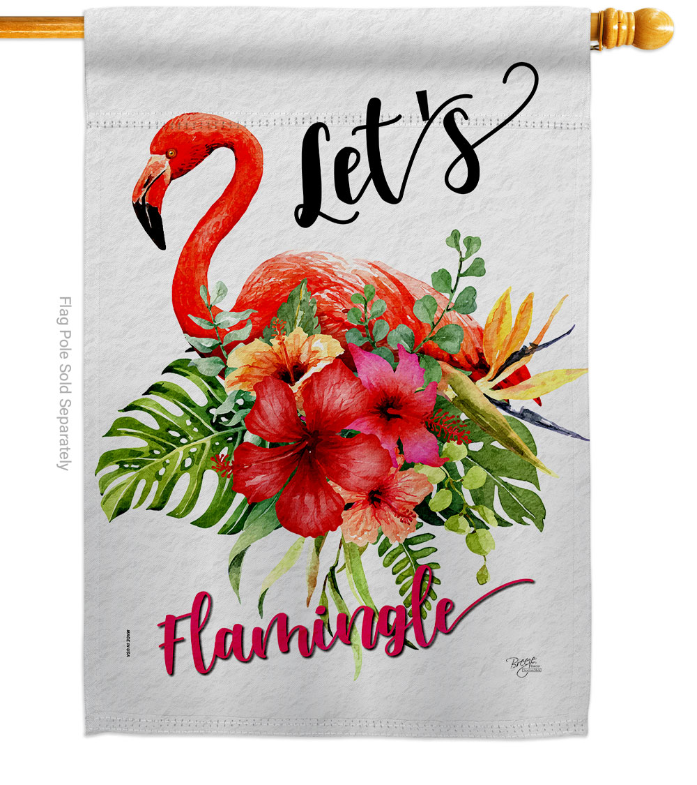 Lets Flamingle Summertime Tropical 28 x 40 in. Double-Sided Decorative Vertical House Flags for Decoration Banner Garden Yard Gift