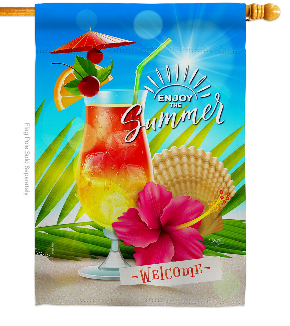 Summer Welcome Summertime Fun & Sun 28 x 40 in. Double-Sided Decorative Vertical House Flags for Decoration Banner Garden Yard Gift