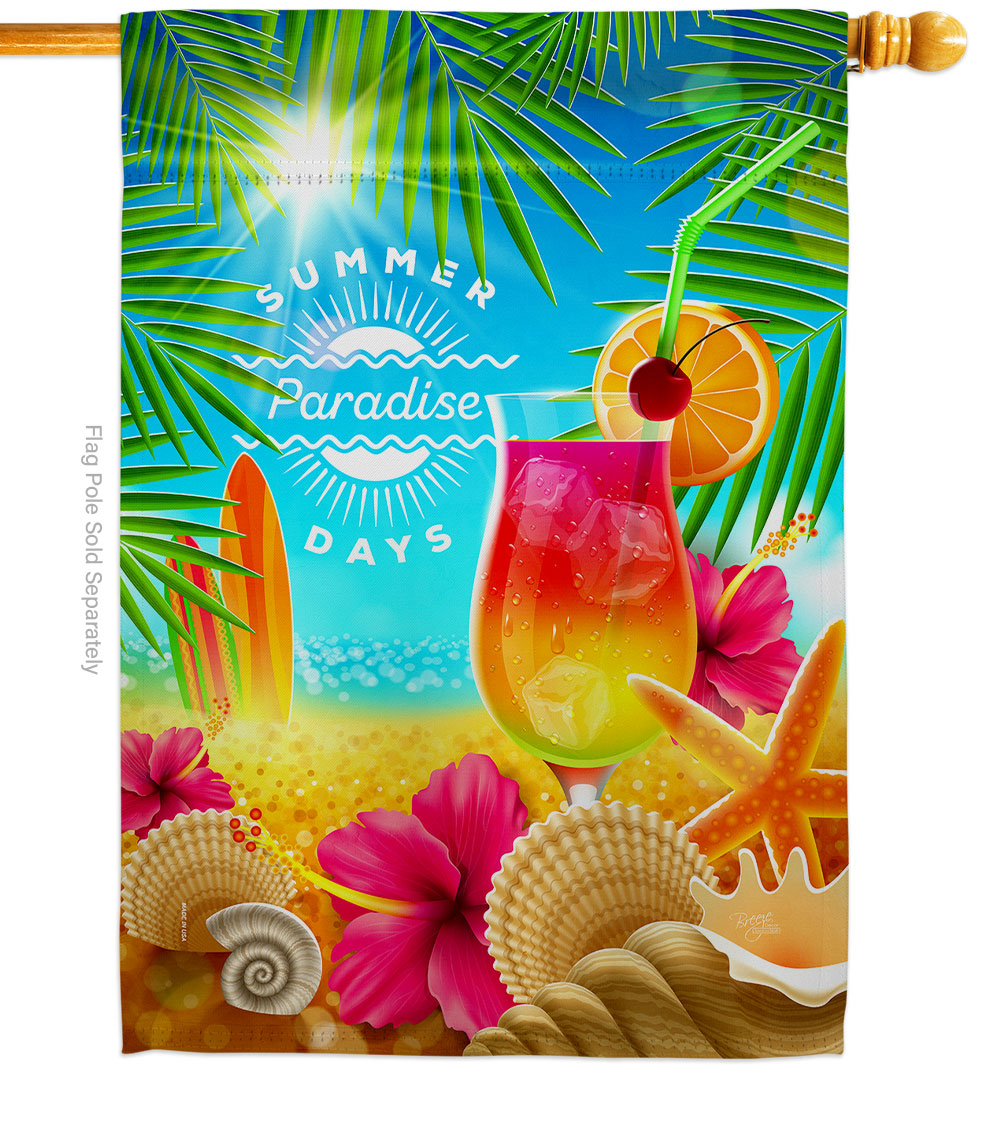 Summer In Paradise Summertime Fun & Sun 28 x 40 in. Double-Sided Decorative Vertical House Flags for Decoration Banner Garden Yard Gift
