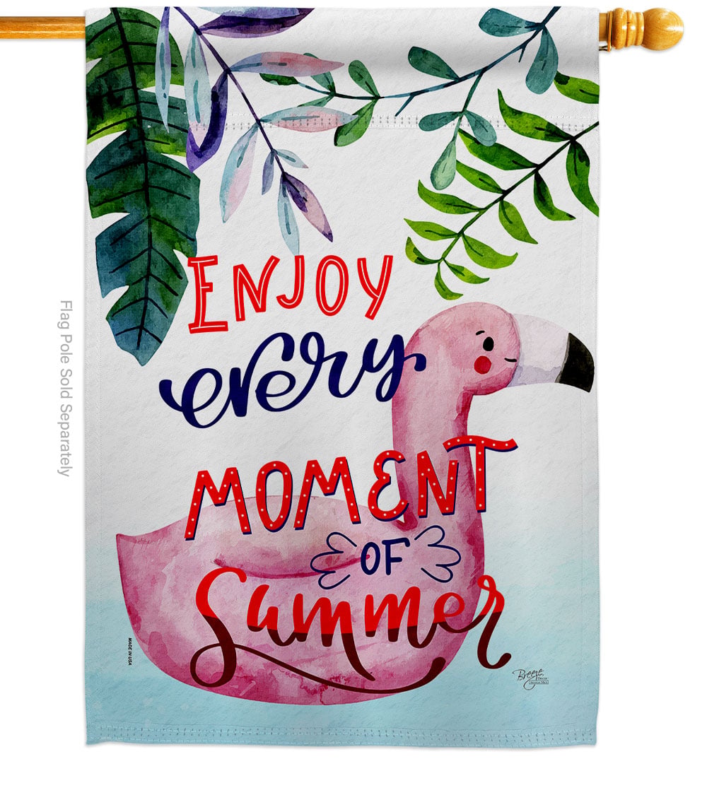 Enjoy Every Moment Summertime Fun & Sun 28 x 40 in. Double-Sided Decorative Vertical House Flags for Decoration Banner Garden Yard Gift