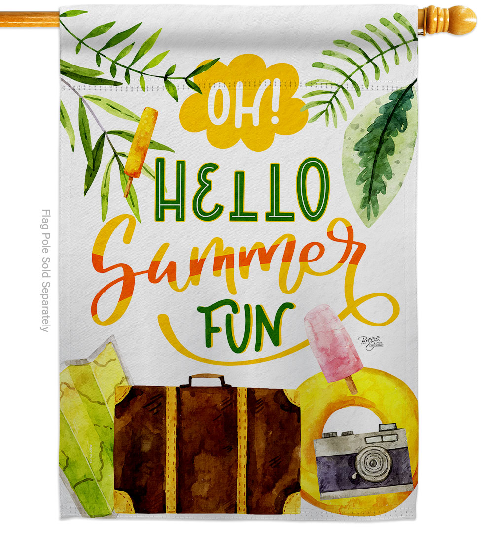 H106105-BO Oh Summer Summertime Fun & Sun 28 x 40 in. Double-Sided Decorative Vertical House Flags for Decoration Banner Garden Yard Gift